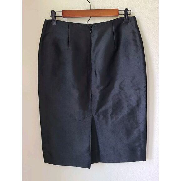 Valentino Roma Black Skirt 8 Wool‎ Silk Blend Shiny Straight Short Dot Pattern - Picture 5 of 8